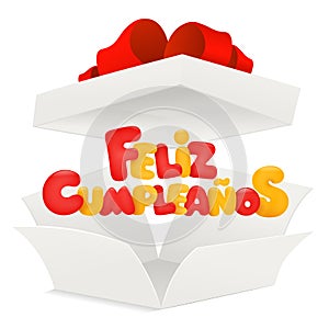 Feliz Cumpleanos - Happy Birthday in Spanish greeting card with opened box photo