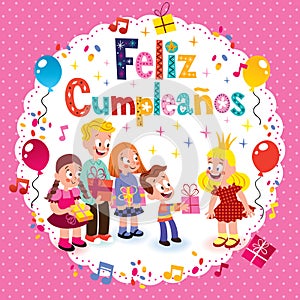 Feliz Cumpleanos - Happy Birthday in Spanish kids card photo