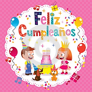 Feliz Cumpleanos - Happy Birthday in Spanish kids card photo