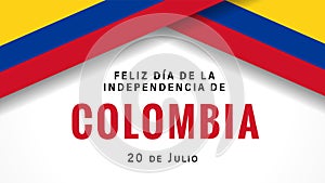 Feliz dia de la Independencia de Colombia banner with flags photo