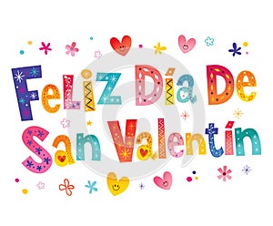 Feliz dia de San Valentin Happy Valentines Day in Spanish photo