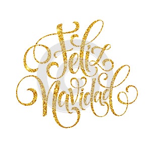 Feliz Navidad hand lettering decoration text for greeting card design template. Merry Christmas typography label in