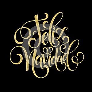 Feliz Navidad hand lettering decoration text for greeting card design template. Merry Christmas typography label in photo