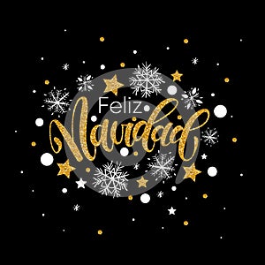 Feliz Navidad lettering. Spansih Merry Christmas greeting card, poster, flyer, banner, print design and other. Vector Christmas