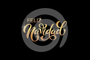 Feliz Navidad spanish Merry Christmas Modern calligraphy lettering on sticker for season greetings