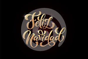 Feliz Navidad spanish Merry Christmas Modern calligraphy lettering on sticker for season greetings