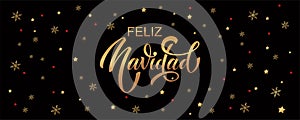 Feliz Navidad spanish Merry Christmas Modern calligraphy lettering on sticker for season greetings