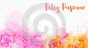 Feliz Pascua - floral background