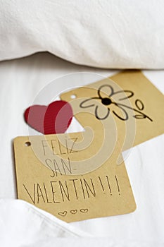 Feliz san valentin, happy valentines day in spanish photo