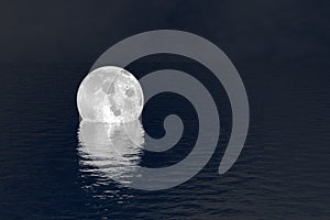 Fell moon over water night scene background