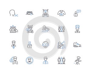 Fellas line icons collection. Masculine, Brothers, Dudes, Menfolk, Homies, Lads, Bros vector and linear illustration