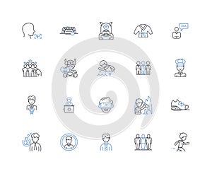 Fellas line icons collection. Masculine, Brothers, Dudes, Menfolk, Homies, Lads, Bros vector and linear illustration photo