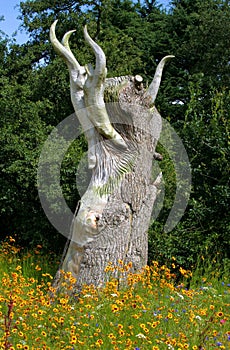 Felled Tree Trunk Carved Sculpture at Trentham Estate