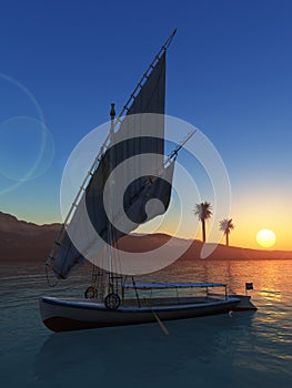 Felluca with folded sail