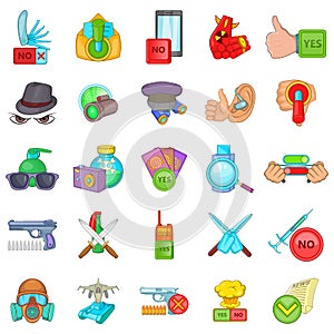 Felon icons set, cartoon style