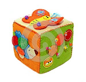 Felt activity developing cube, baby soft sensory toy