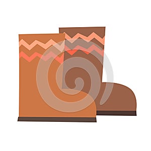 Felt boots vector illustration. Russian tradicional village footwear for winter.