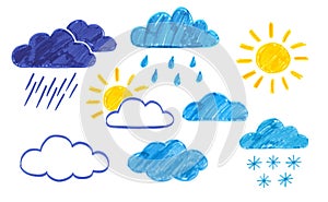 Felt pen weather icons set