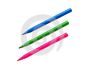 Felt Tip Pens. Multicolored Felt-Tip Pens isolated. Colorful markers pens