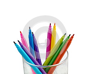 Felt Tip Pens. Multicolored Felt-Tip Pens isolated. Colorful markers pens