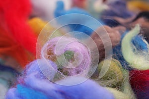 Felting materials - pieces of colored wool