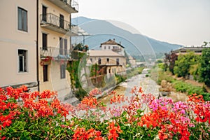 Feltre, Italy - nov, 2021 Street view of the Feltre town in the province of Belluno in Veneto, northern Italy