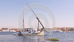 A Feluca On Luxor Nile close to banana island