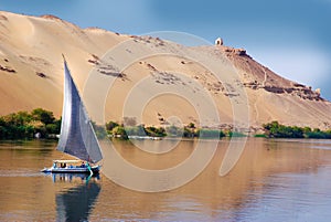 Felucca sailing on Nile river, Egypt