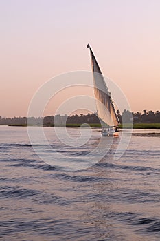 Felucca sailing on river Nile