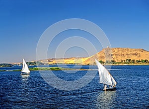 Feluccas on River Nile in Asuan photo