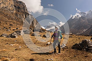 Femail hiker at Yala Velley/ Langtanf National Park