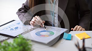 Female accountant or financial consultant analyse a financial data chart