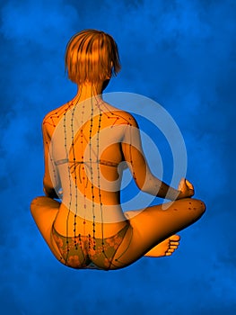 Female Acupuncture Model GF-POSE Yp-06-12, 3D Illustration