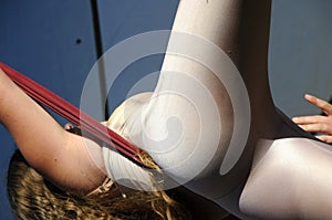 Female Aerial Acrobat Balancing