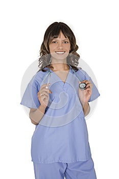 Female African American doctor or nurse wearing a scrubs