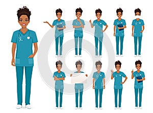 Female african nurse character set