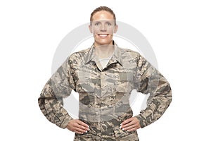 Female airman with hands on hips