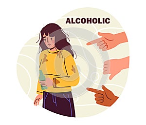 Female alcoholism vector concept