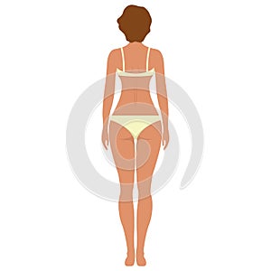 Female anatomy human character, woman people dummy front and view side body silhouette, isolated on white, flat vector