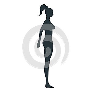 Female anatomy human character, woman people dummy front and view side body silhouette, isolated on white, flat vector