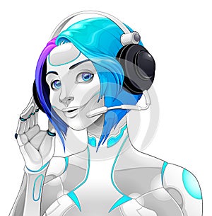 Female android with headphones