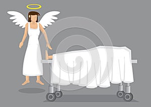 Angel by Dead Body Cartoon Vector Illustration photo