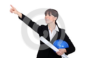 Female architect pointing