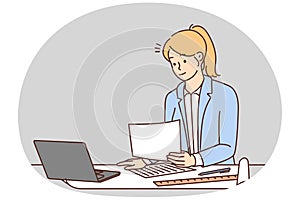 Female architect work on computer in office