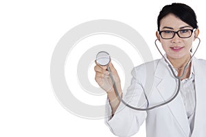 Female Asian doctor with stethoscope