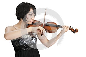 Female asian violonist;