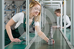 Female assembly line workers photo