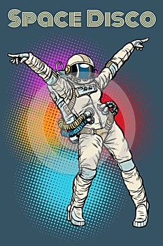 Female astronaut dancing disco