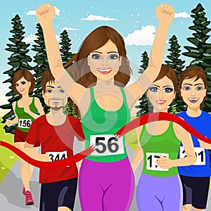 Female athlete runner winning marathon