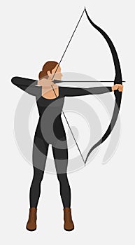 Female athlete shoot bow and arrow